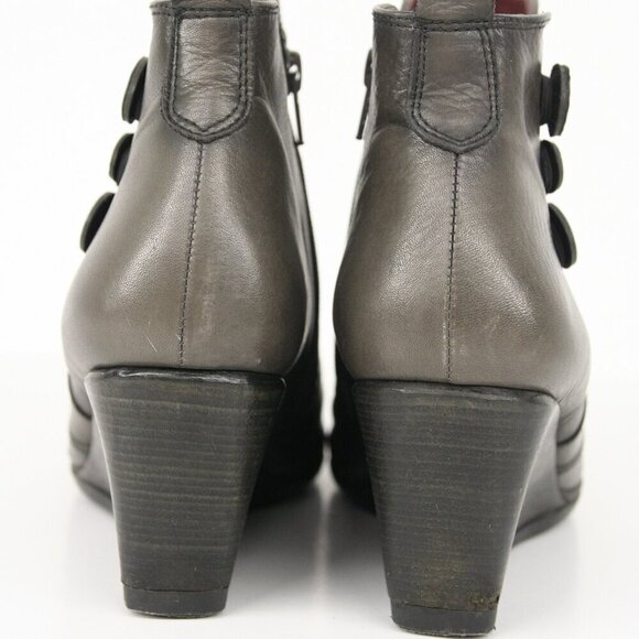 Hispanitas Glove Grey Leather Square Toe Wedge Women's Ankle Boots Shoes Sz 40 - Picture 7 of 14